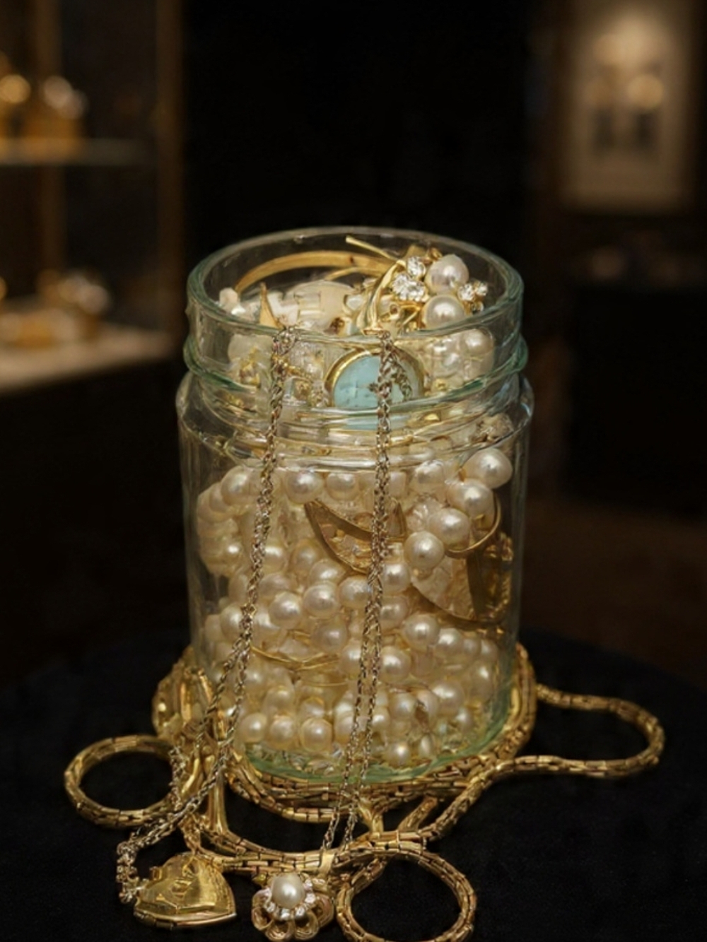 Gold & Pearl Necklace Collection Jar